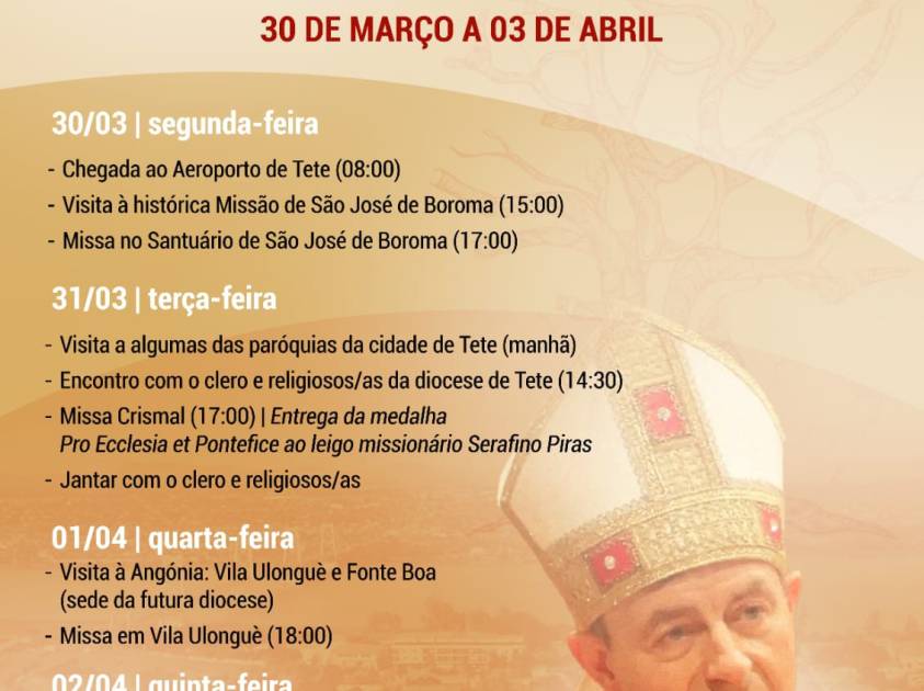 Visita do Núncio Apostólico à Diocese de Tete - Programa
